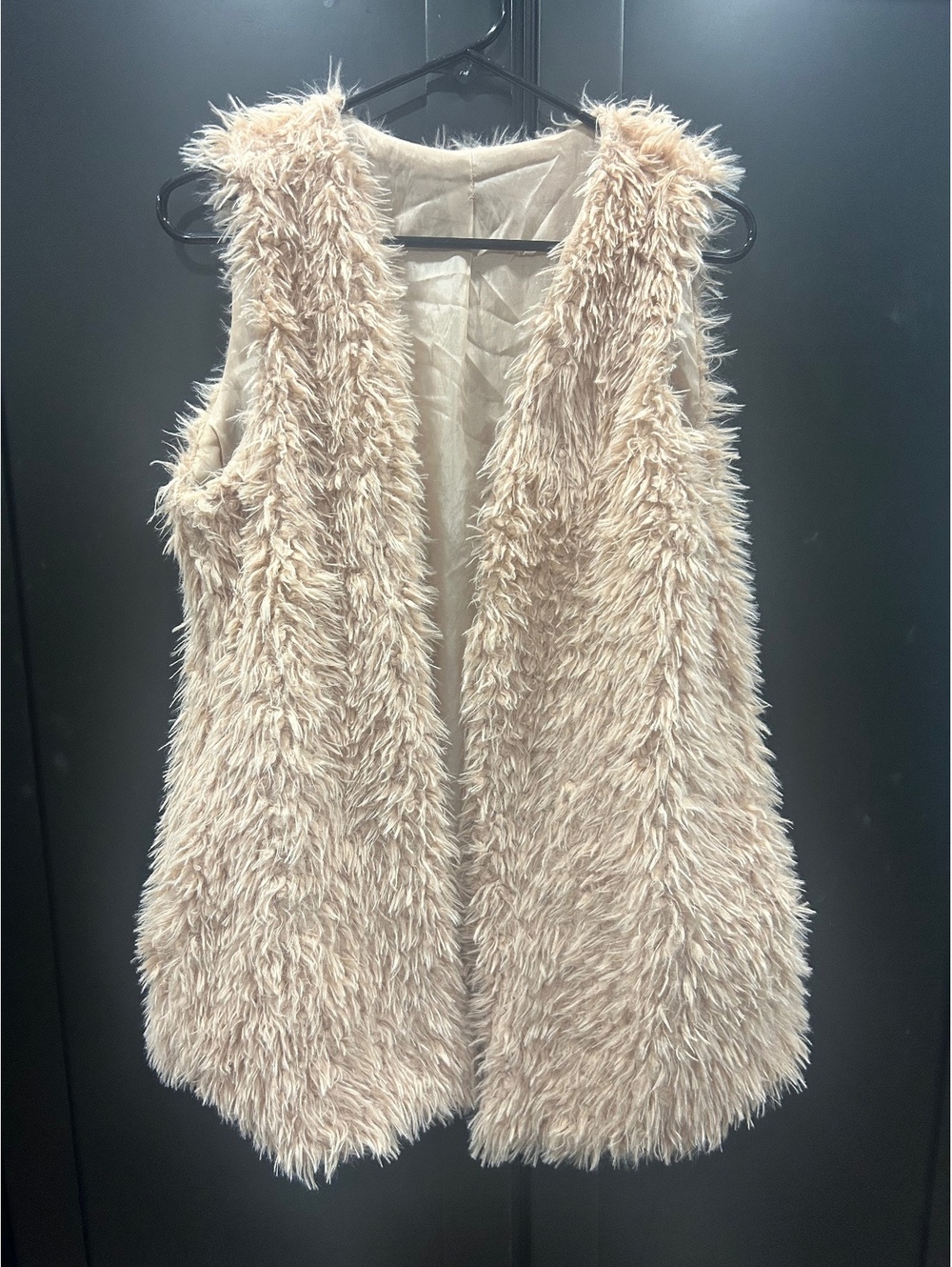Beige Faux Fur Vest for Women
